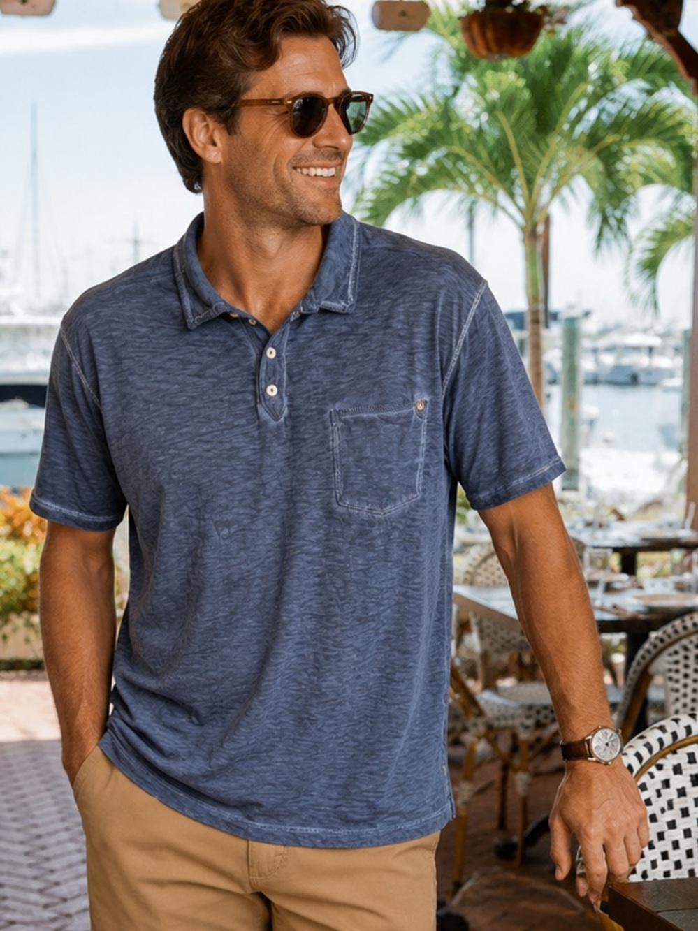 Tommy Bahama Jeans Island Crafted Salt Water‎ Heals Wounds Polo Shirt XXL Blue